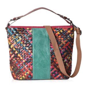Tote Bag Leather Green Multi Color